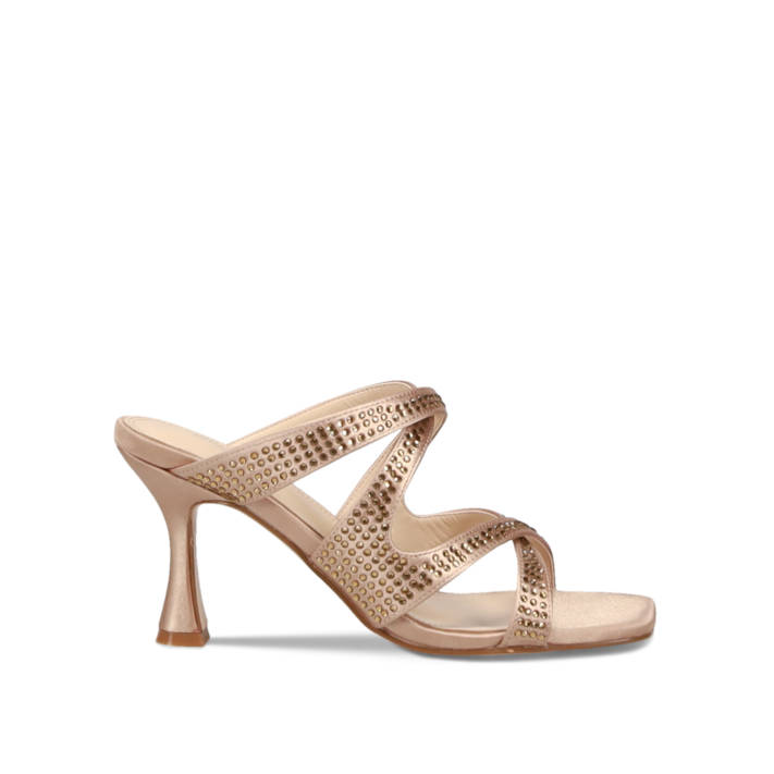 Beige satin mule sandal
