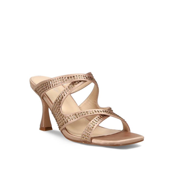 Beige satin mule sandal