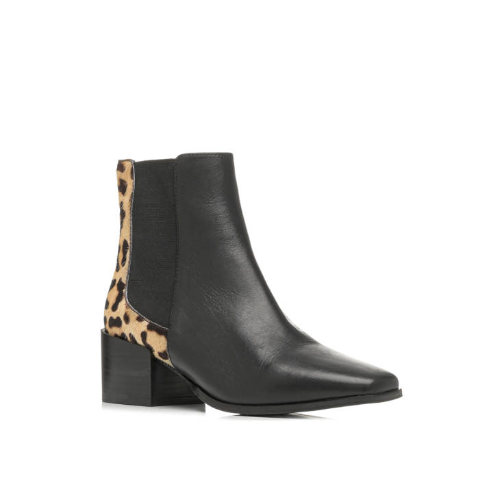 Black animal print bootie