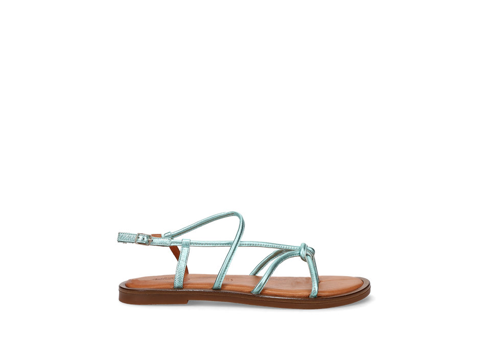 Turquoise metallic leather sandal