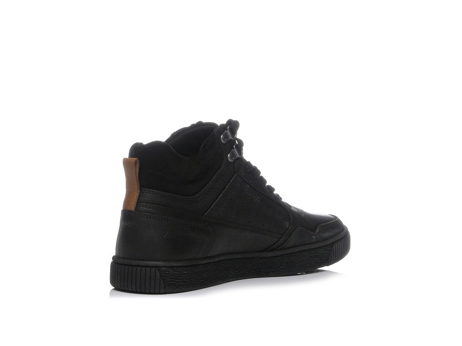 Ανδρικό μαύρο δερμάτινο sneaker μποτάκι