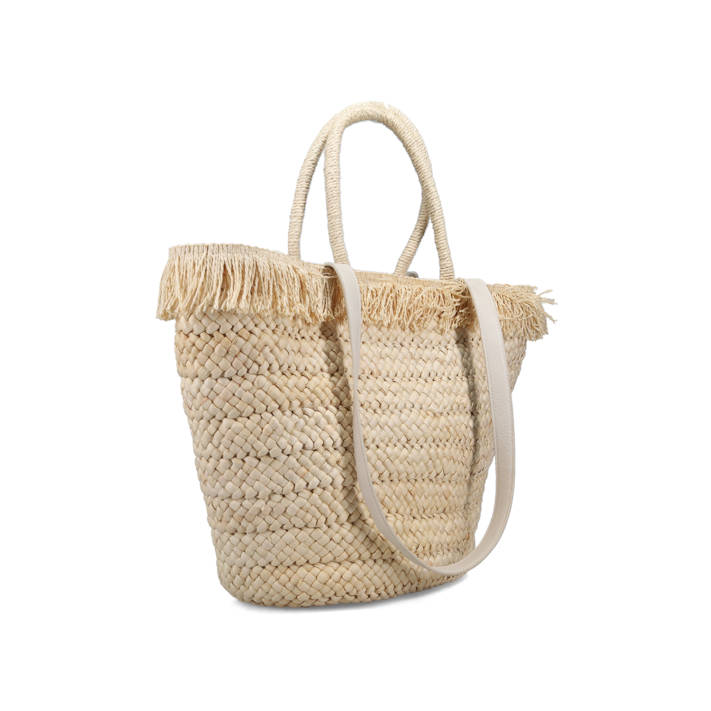 Beige straw beachbag Migato