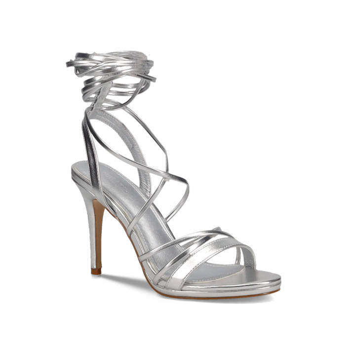 Ασημί μεταλλιζέ multistrap πέδιλο