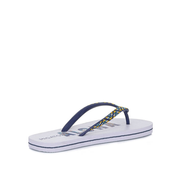 Beach sandal with blue thong