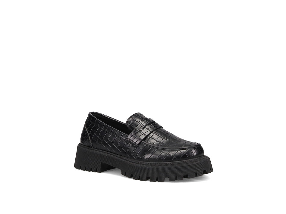Black croc chunky loafer