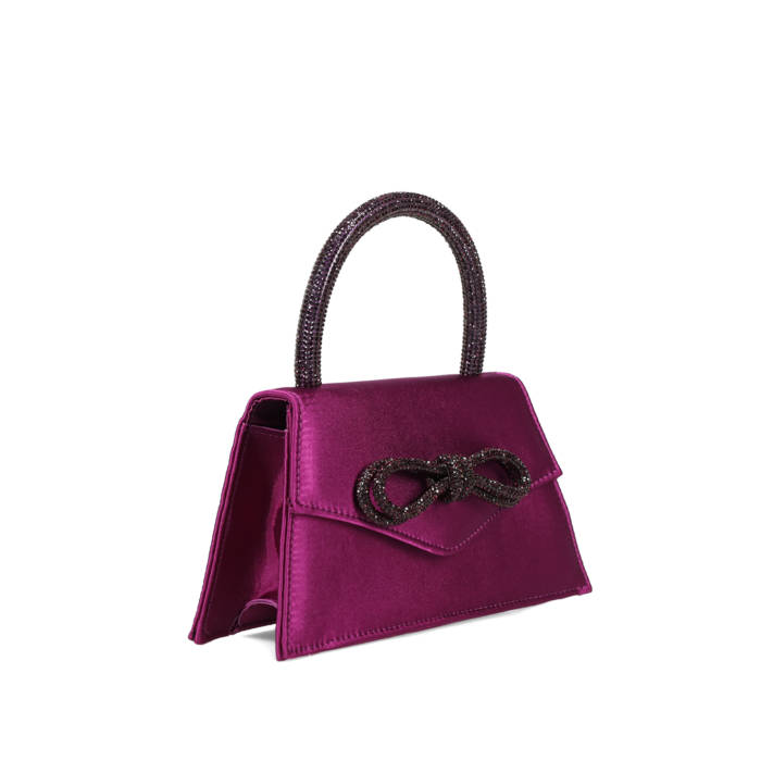 Purple satin evening bag