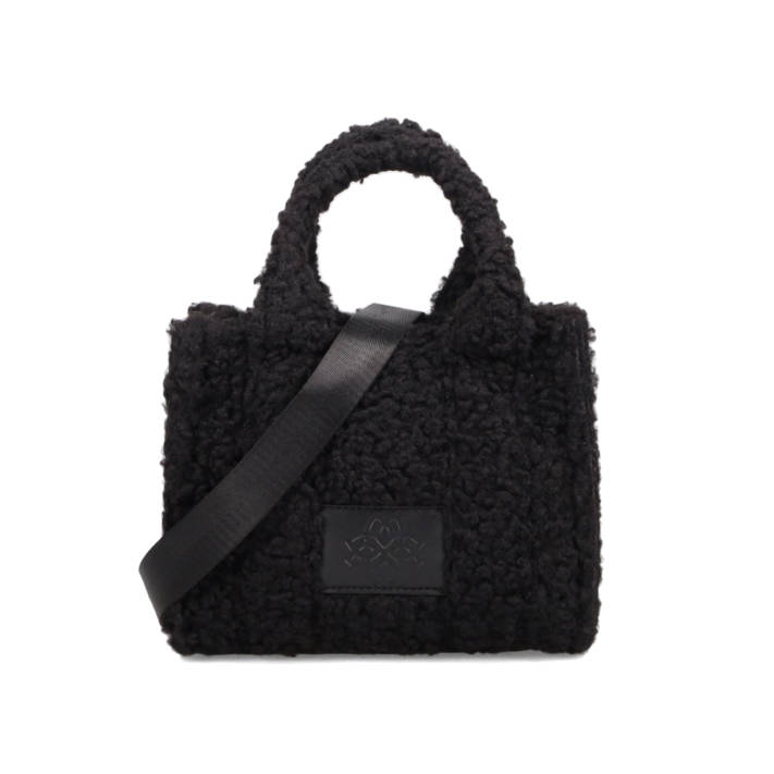 Black fur shoulder bag