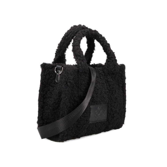 Black fur shoulder bag