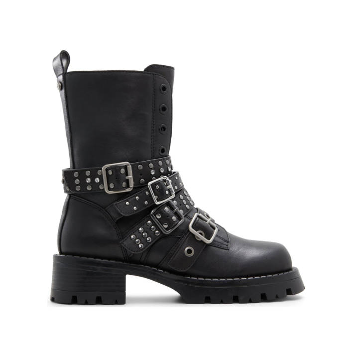 Black leather bootie VORTEXIA