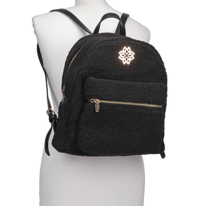 Black bouclé backpack