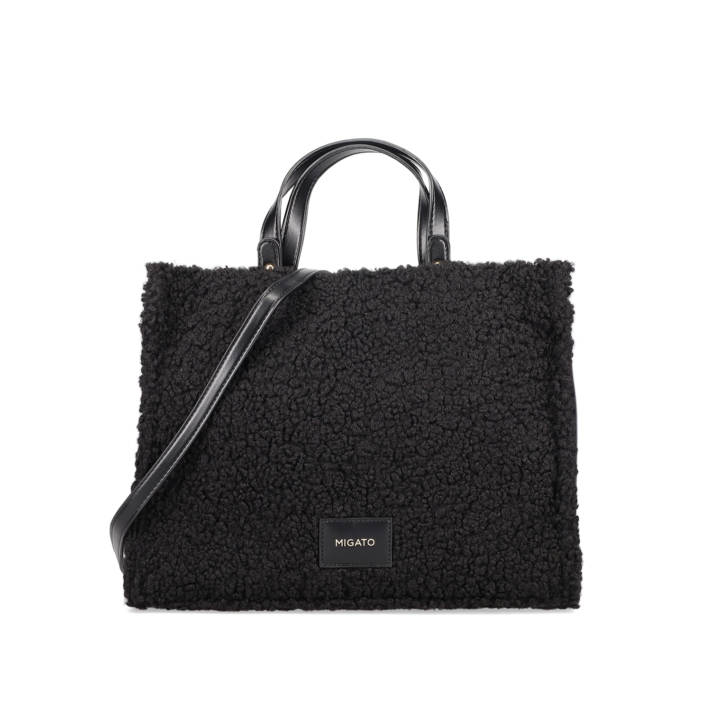 Black faux fur handbag
