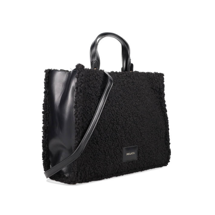 Black faux fur handbag