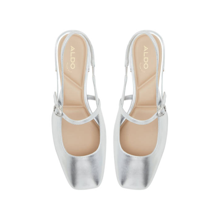 Silver patent ballet flat HUGUETTE