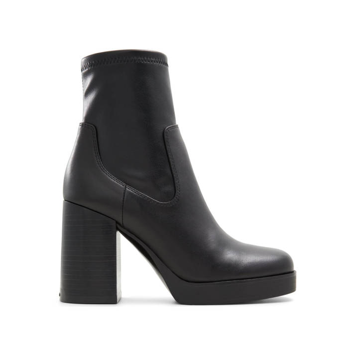 Μαύρο δερμάτινο μποτάκι SERAPHICA