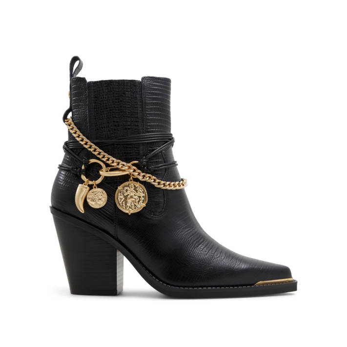 Μαύρο δερμάτινο μποτάκι PHENIX