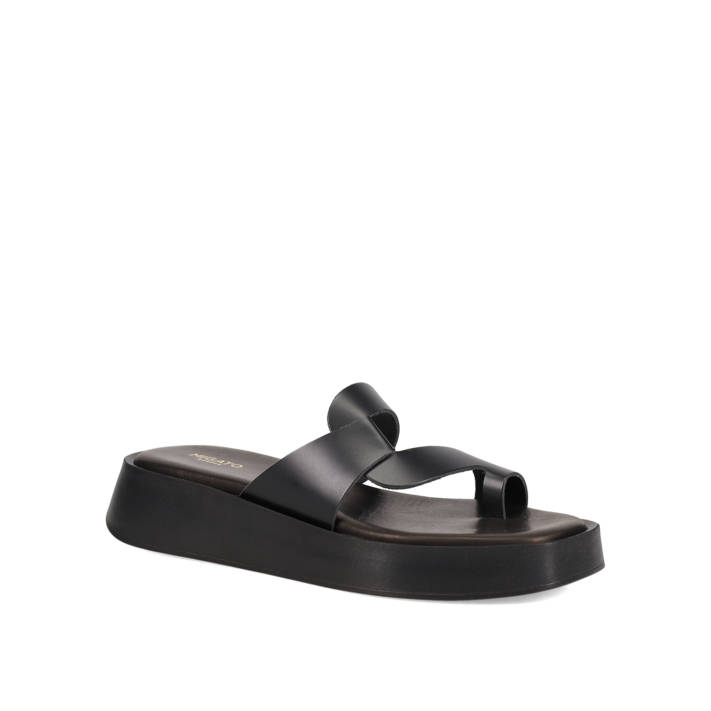 Μαύρο δερμάτινο flatform σανδάλι