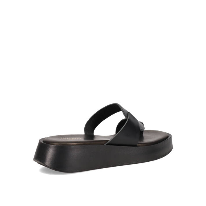 Μαύρο δερμάτινο flatform σανδάλι