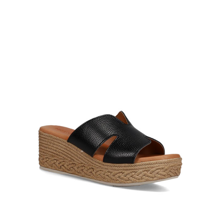 Black leather wedge