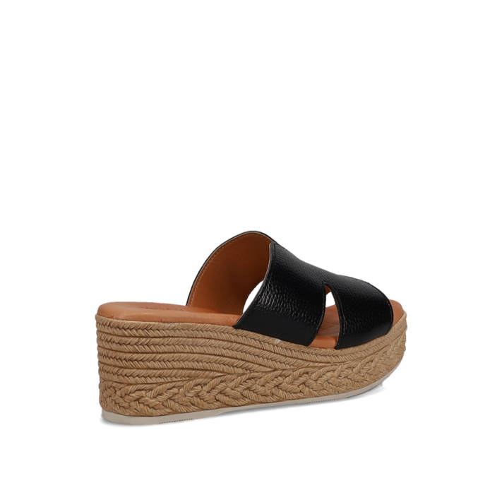 Black leather wedge
