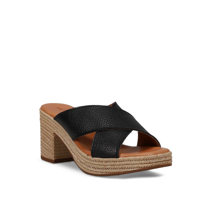 Black leather mule sandal