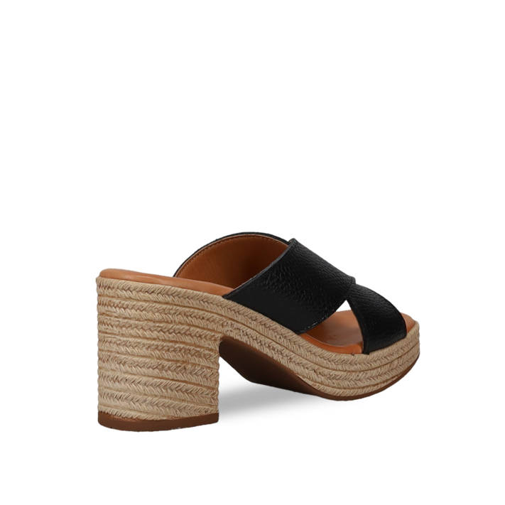 Black leather mule sandal