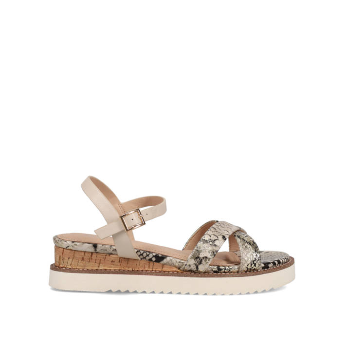 Μπεζ snakeskin σανδάλι