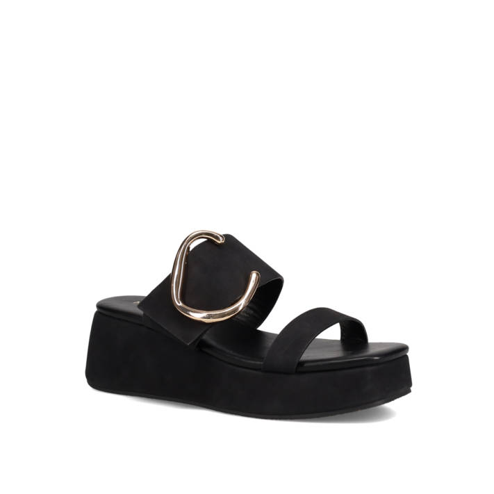 Black wedge sandal
