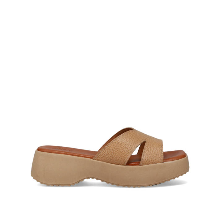 Beige leather wedge