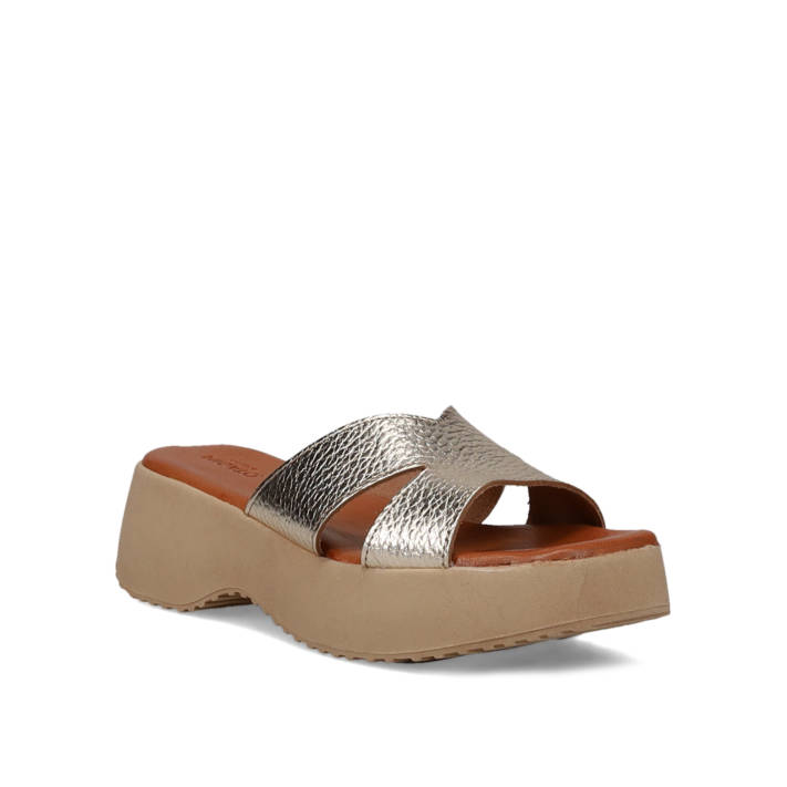 Gold leather  wedge