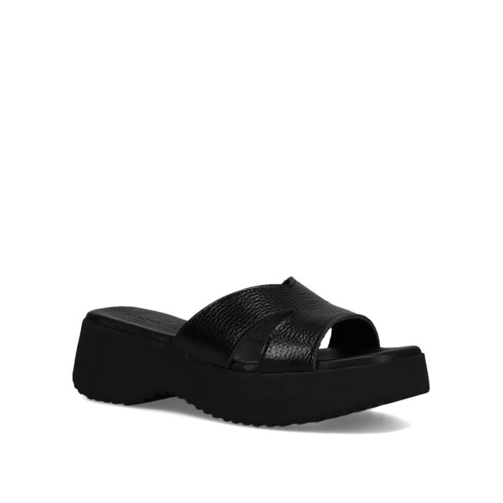 Black leather wedge