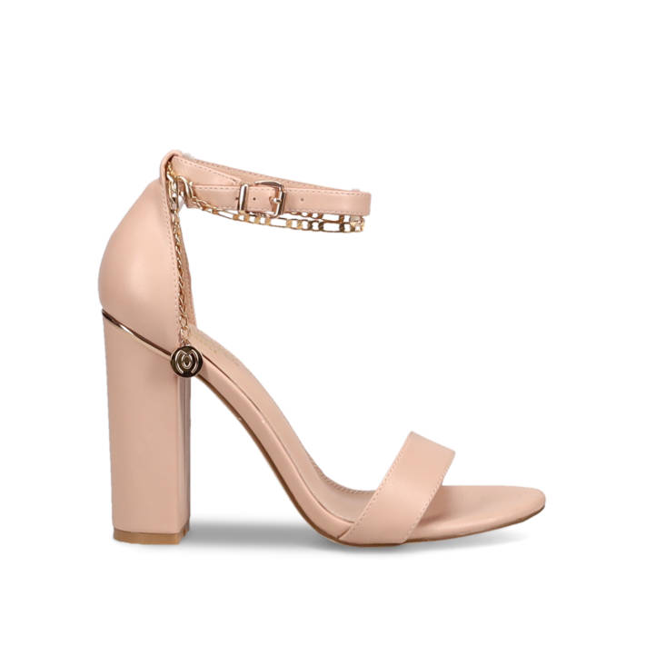 Beige block heel sandal