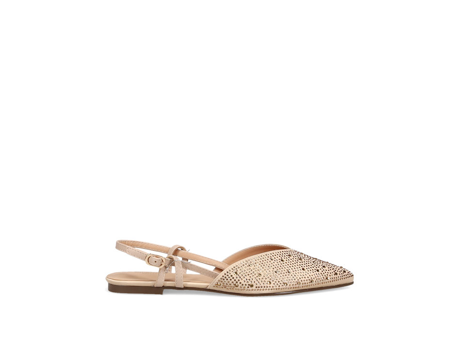 Beige satin ballet flat