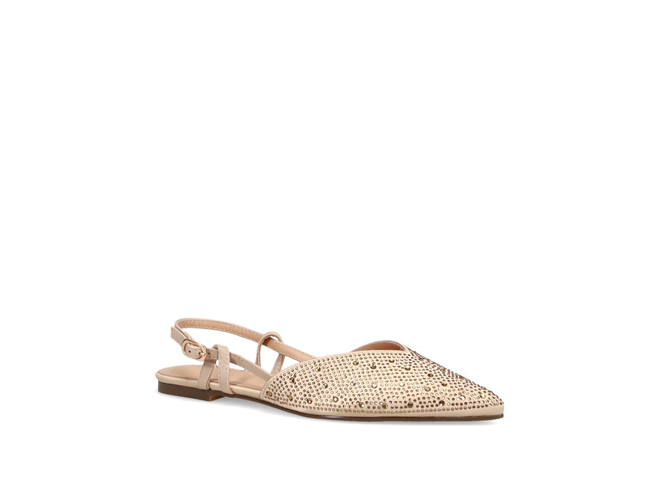 Beige satin ballet flat