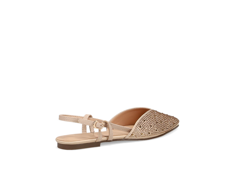 Beige satin ballet flat