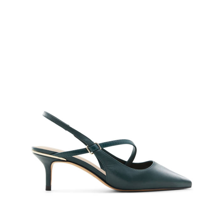 Dark green leather pump ILUKA