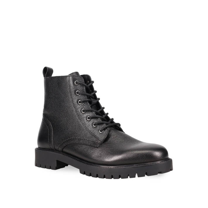 Mens black leather army boot