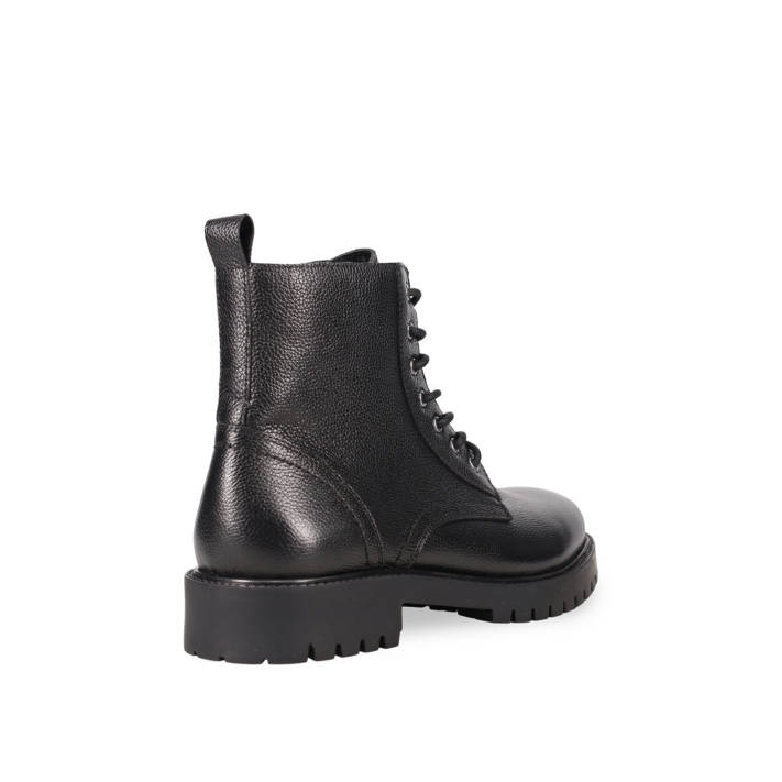 Mens black leather army boot
