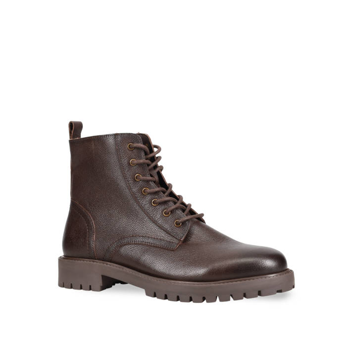 Mens brown leather army boot