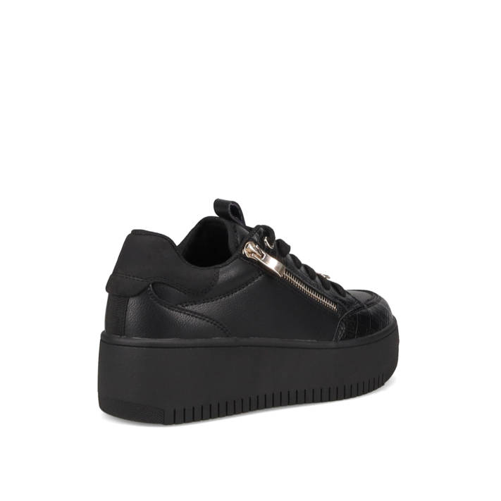 Black sneaker with laces and zipper