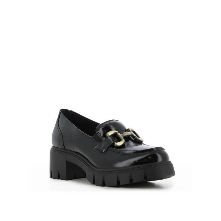 Black patent chunky loafer