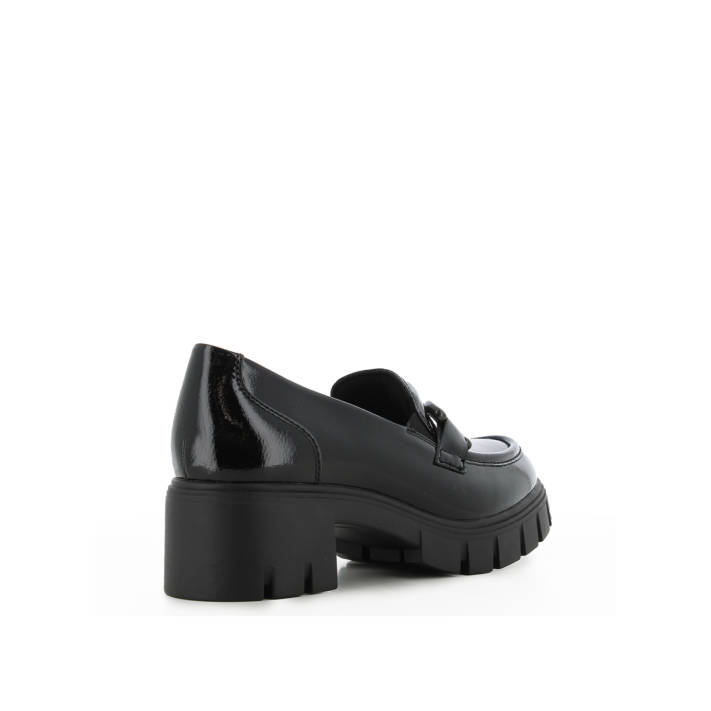 Black patent chunky loafer