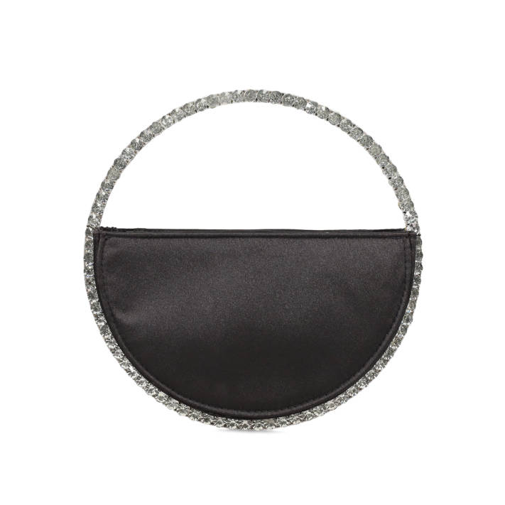 Black satin evening bag