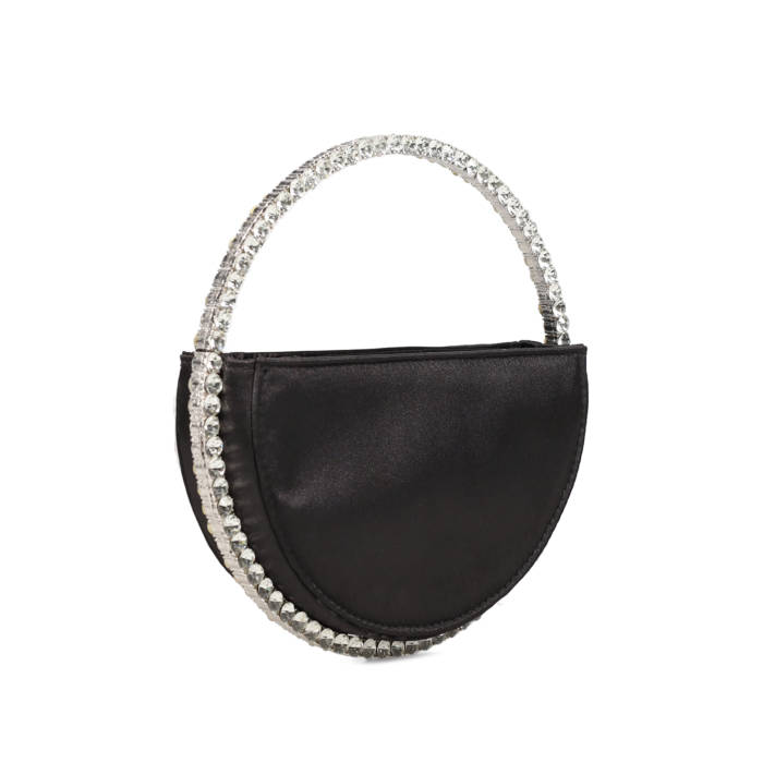 Black satin evening bag