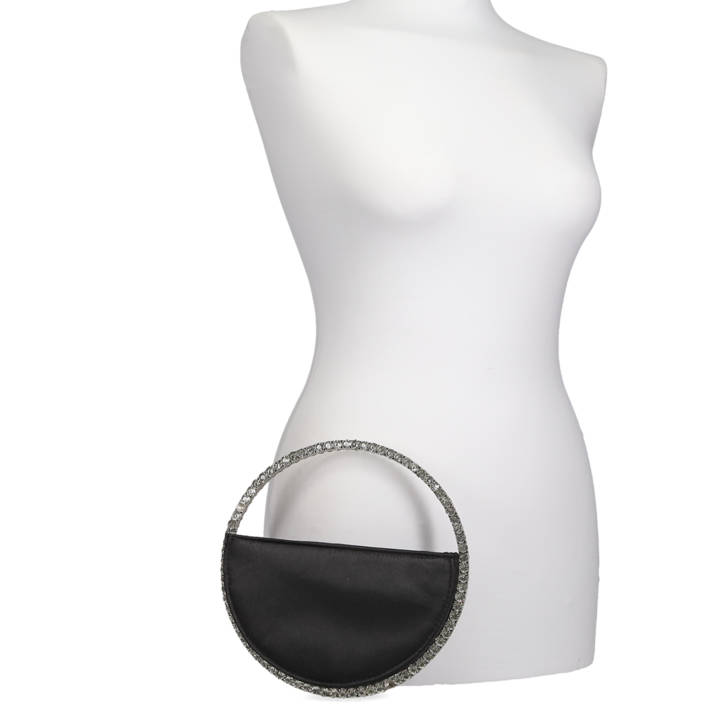 Black satin evening bag