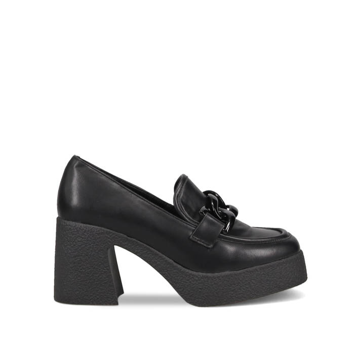 Black high heeled loafer