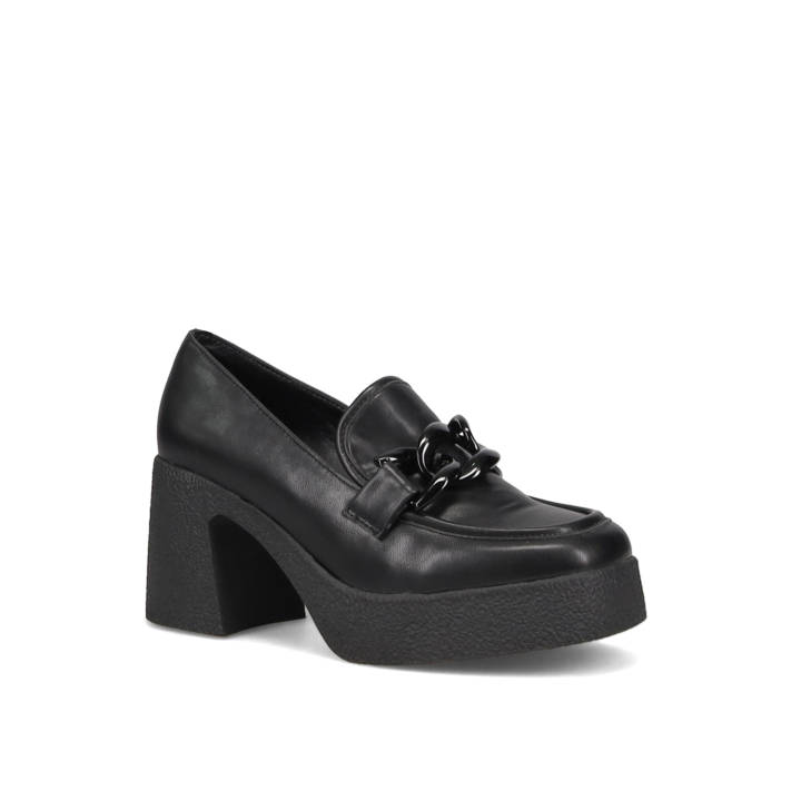 Black high heeled loafer