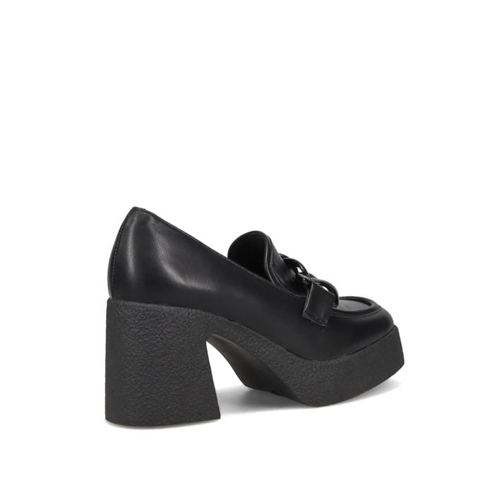 Black high heeled loafer