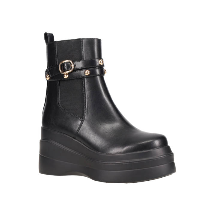 Black wedge bootie
