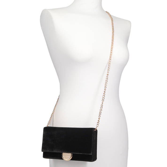 Black velvet clutch bag