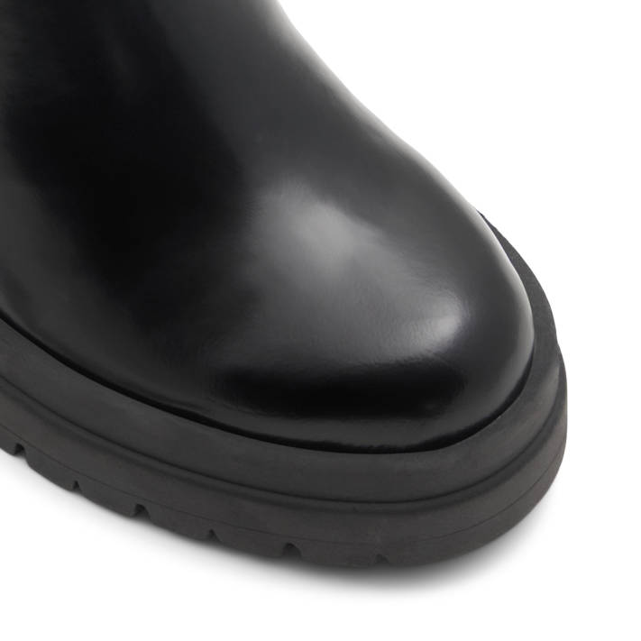 Black leather bootie BIGMOOD